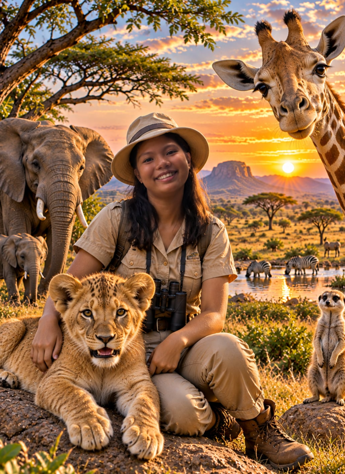 Wunschkarte Safari mit Tieren